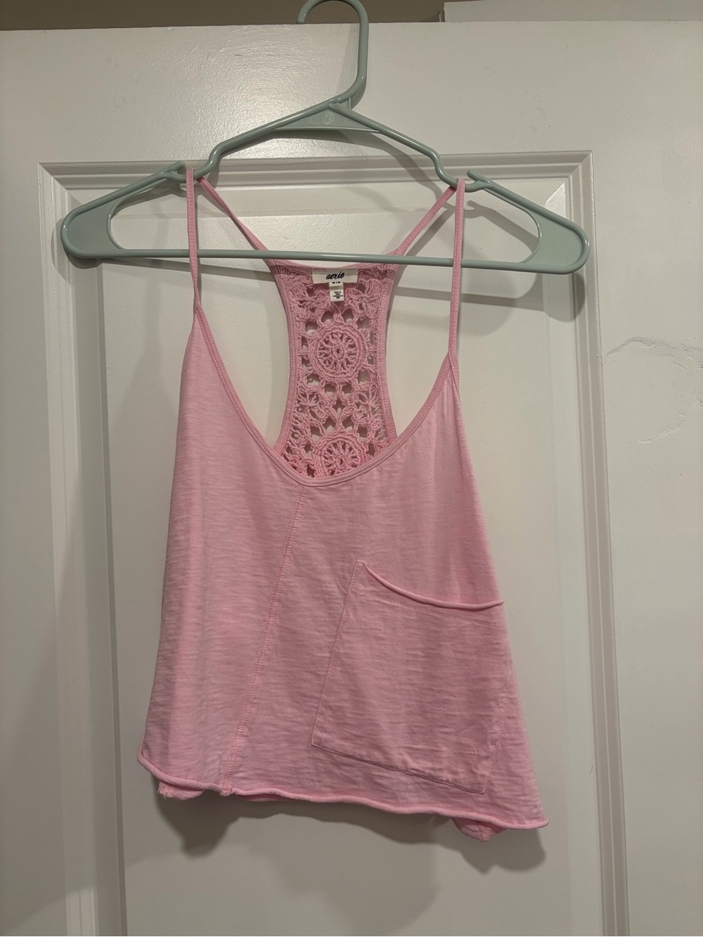 aerie Pink Crochet-Back Camisole Tank